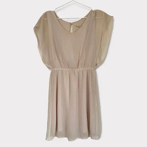 Francesca's Light Pink Dress Size Medium Sheer Sparkle Shimmer - Picture 2 of 9